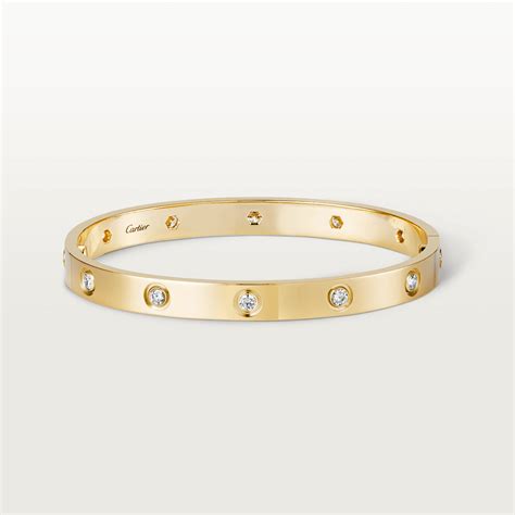 cartier love bracelet 10 diamonds yellow gold|cartier love bracelet authentic.